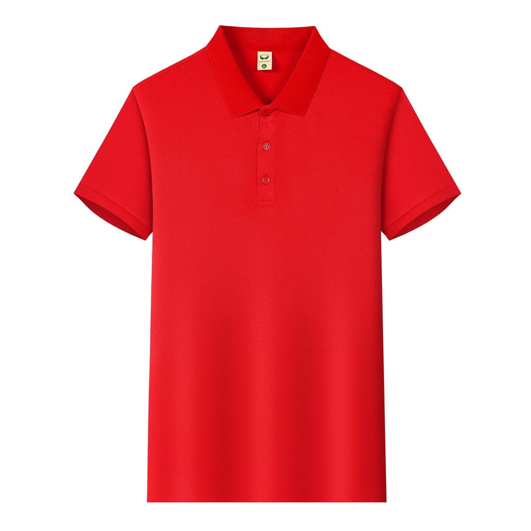 2025夏季新款短袖polo衫男休闲纯色速干衬衫领半袖红色上衣t恤男