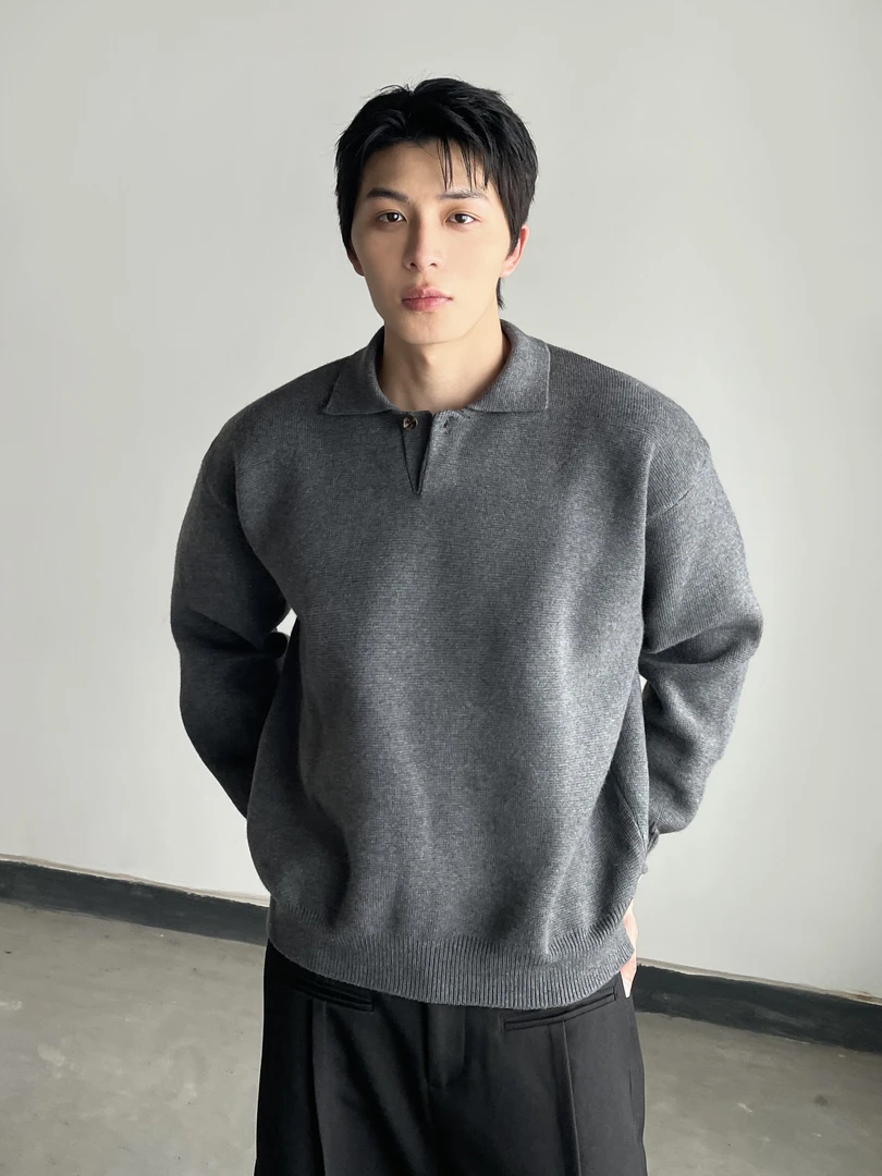 DAYNY 重磅千克毛衣德国机器高密老钱风海鸥领宽松休闲毛衣针织衫