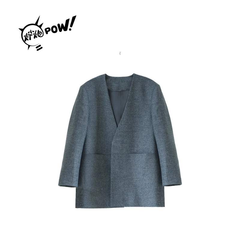 灯小炮时尚百搭灰色气质西装外套202434