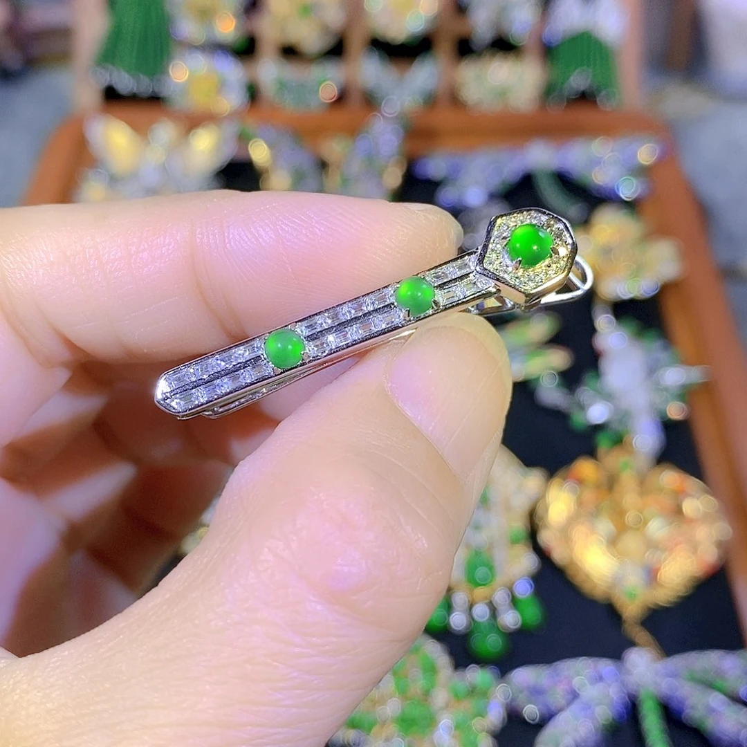 吊坠(不含链)银S925镶嵌翡翠
