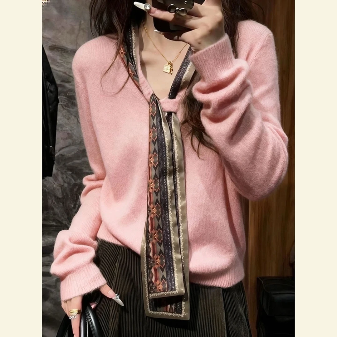 咖色毛衣女早秋氛围感高端时髦洋气小香风巨好看轻熟气质针织上衣