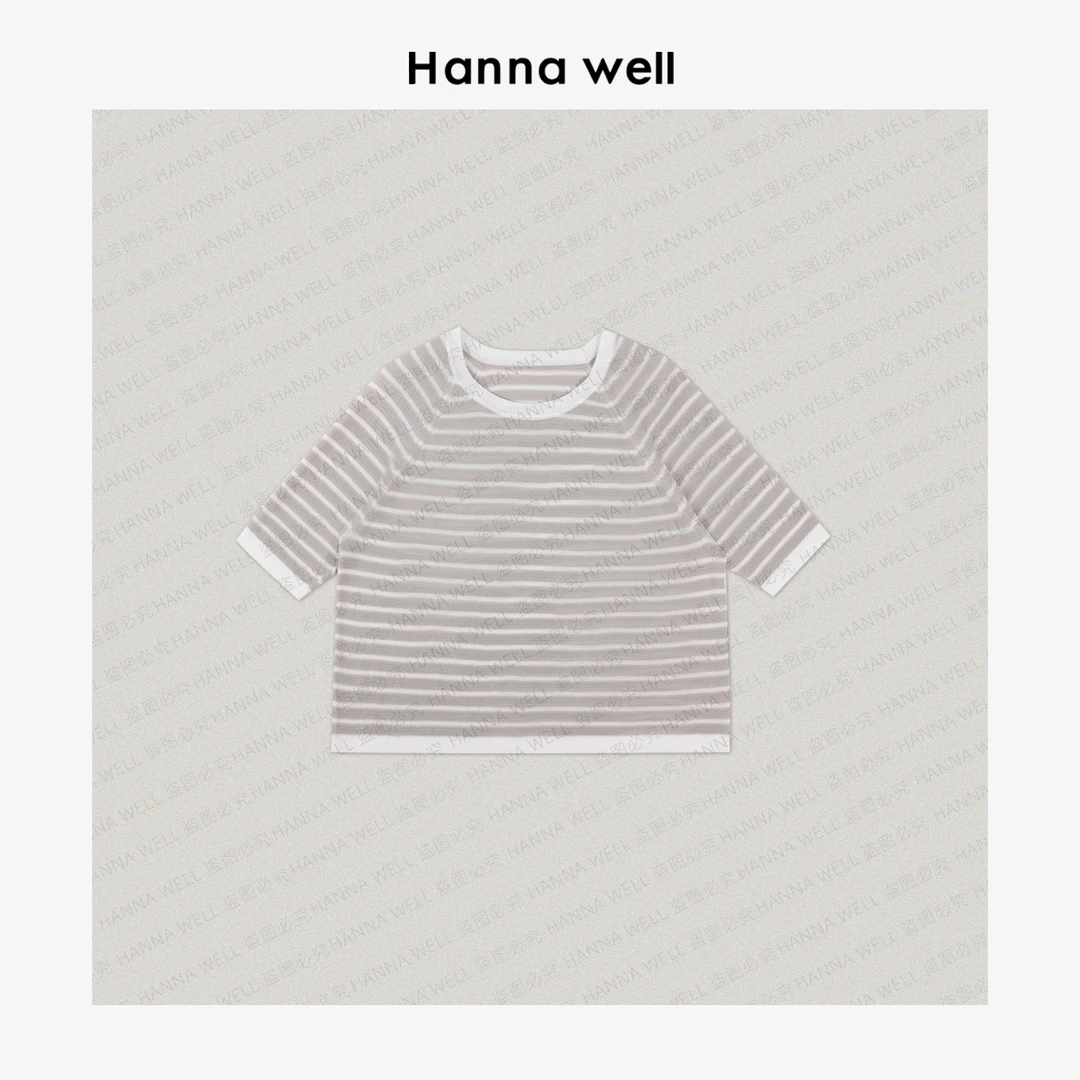 妞姐自制“小禾条纹” 柜2k+ 超细亚麻！凉感显瘦针织衫 TX5B6262.