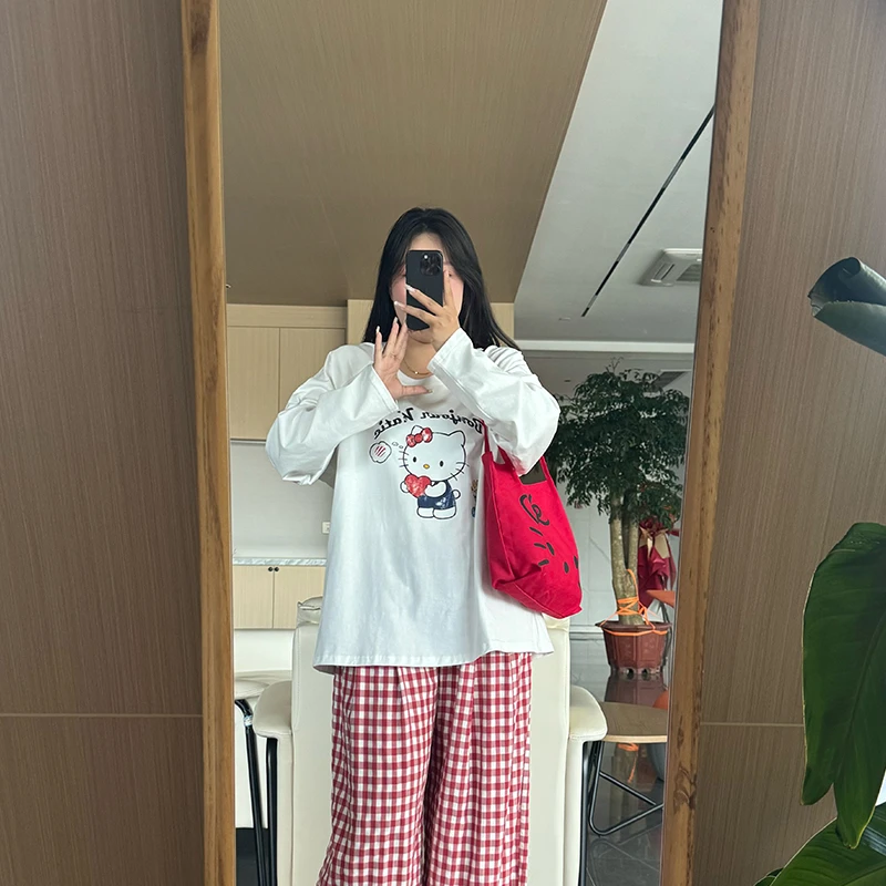 秋季长袖时尚宽松休闲百搭上衣打底kt猫 6858