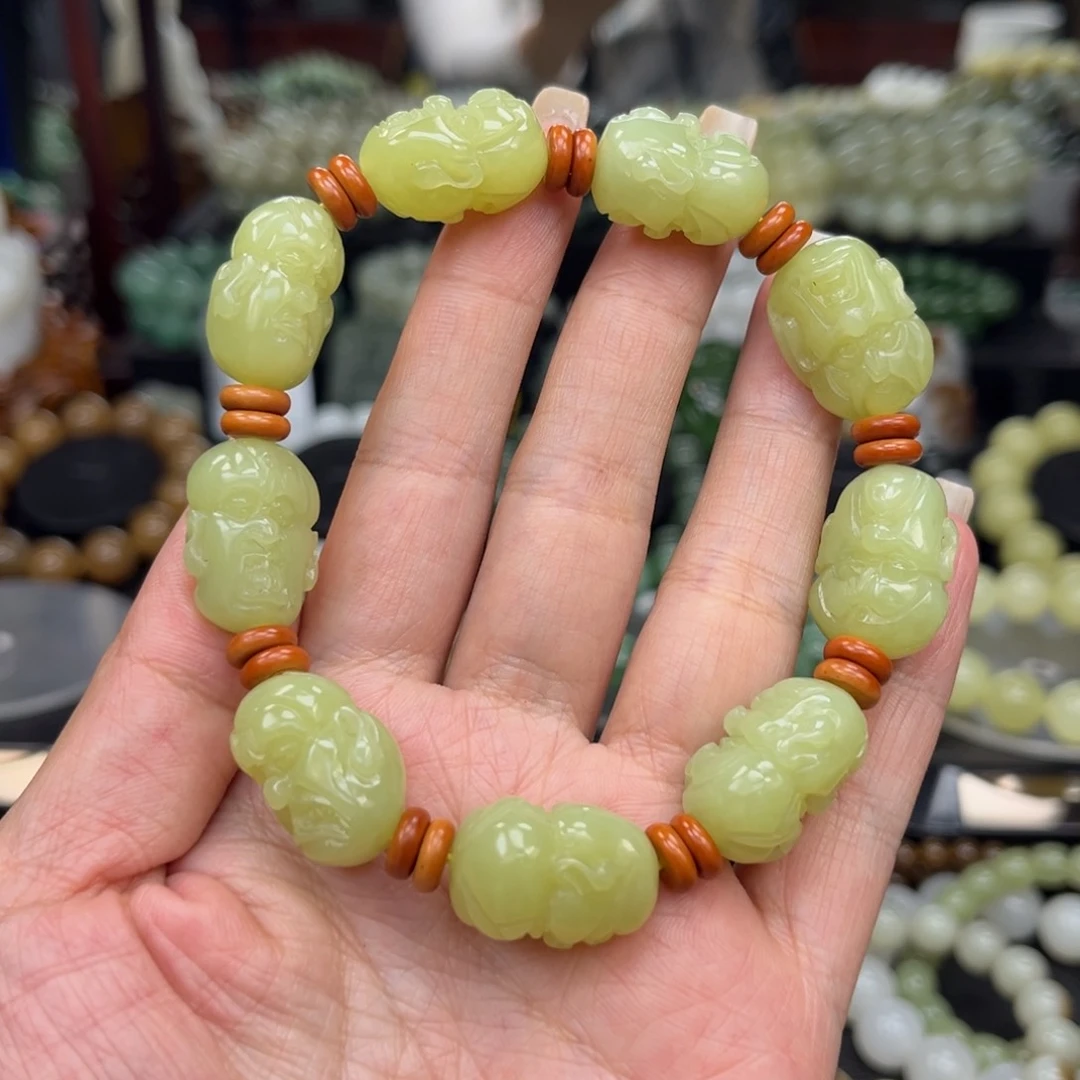 和田玉手串未镶嵌开****造