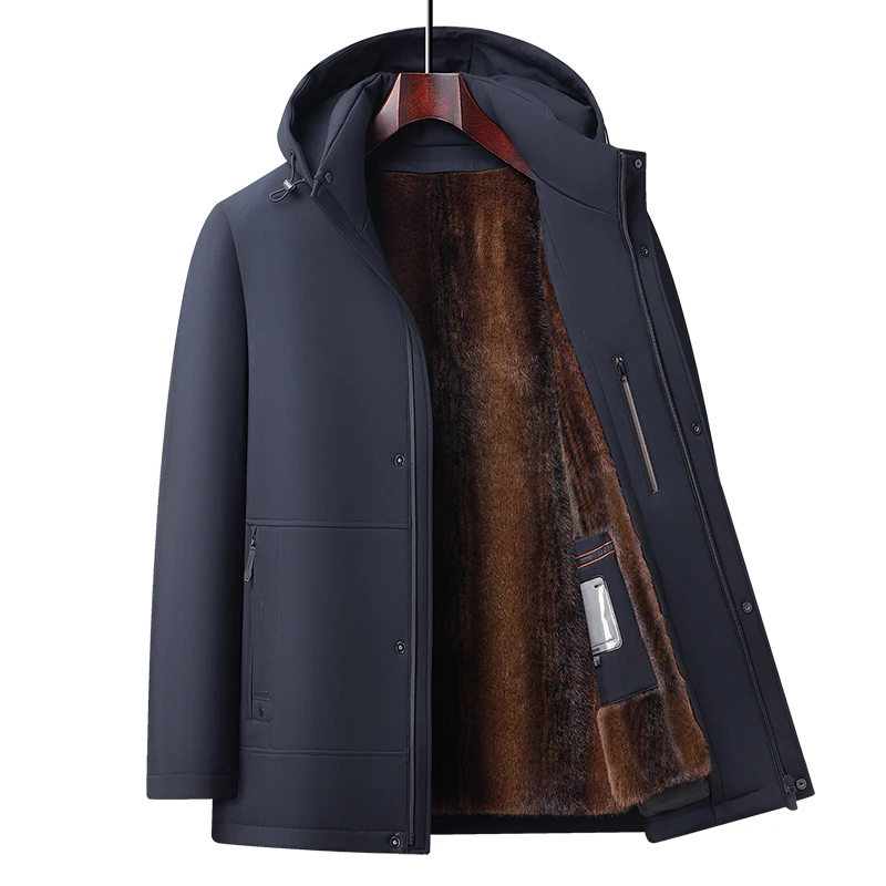 【袖子+毛 可脱卸】爸爸装棉衣加绒加厚中老年男装冬季棉服保暖衣服