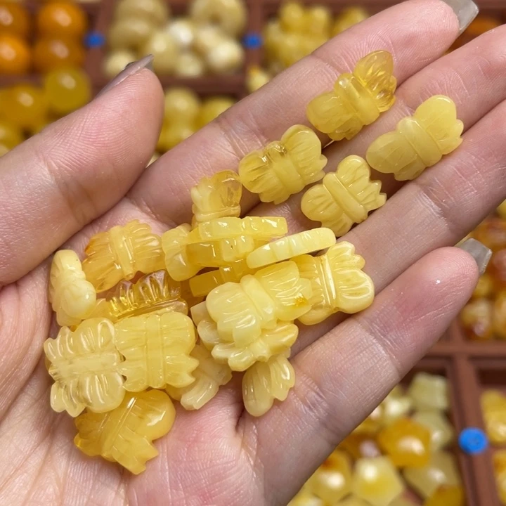 蜜蜡未镶嵌珠宝奇石天然蜜蜡蝴蝶任意2只多样性随机发微微瑕