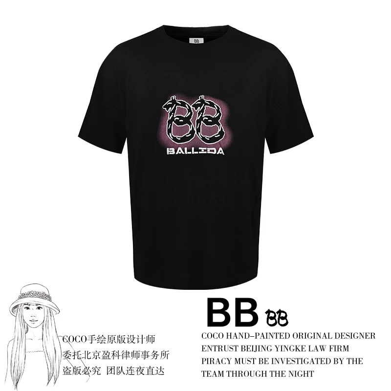 BB 立体发泡T恤 2023夏季新款男女同款短袖上衣潮 BB2046