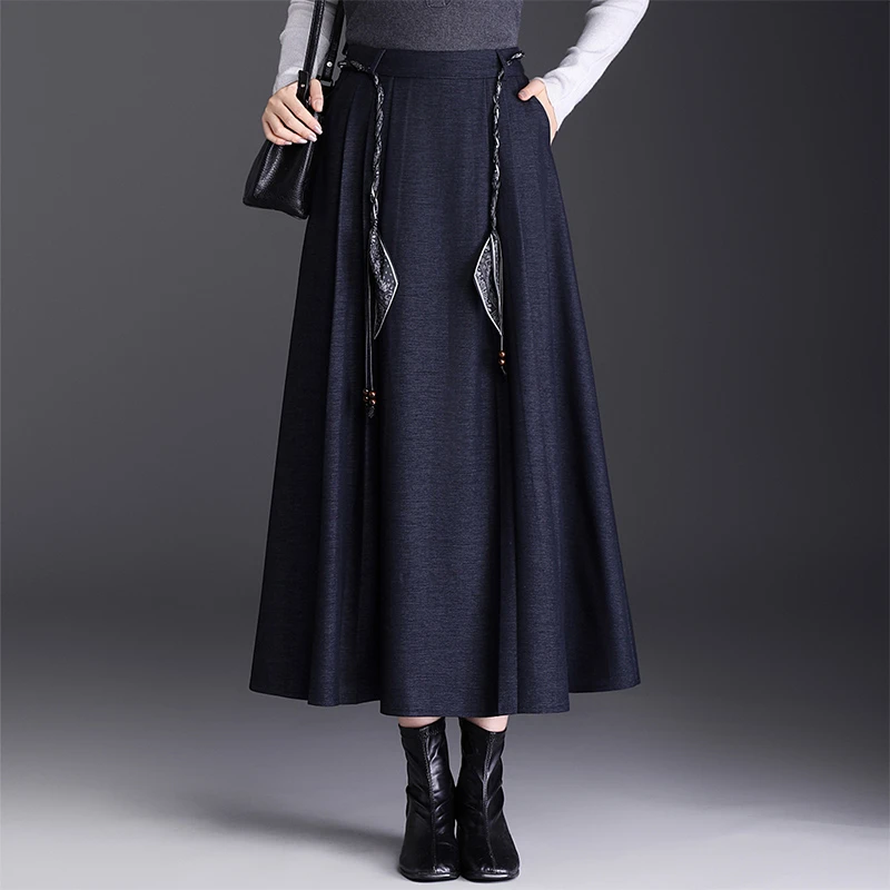 气质牛仔半身裙女秋季2025新款时尚遮腿粗高腰大摆长裙a字裙半裙