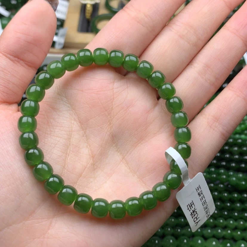 【闪购商品】未镶嵌手串和田玉（碧玉）7m老型珠无黑点