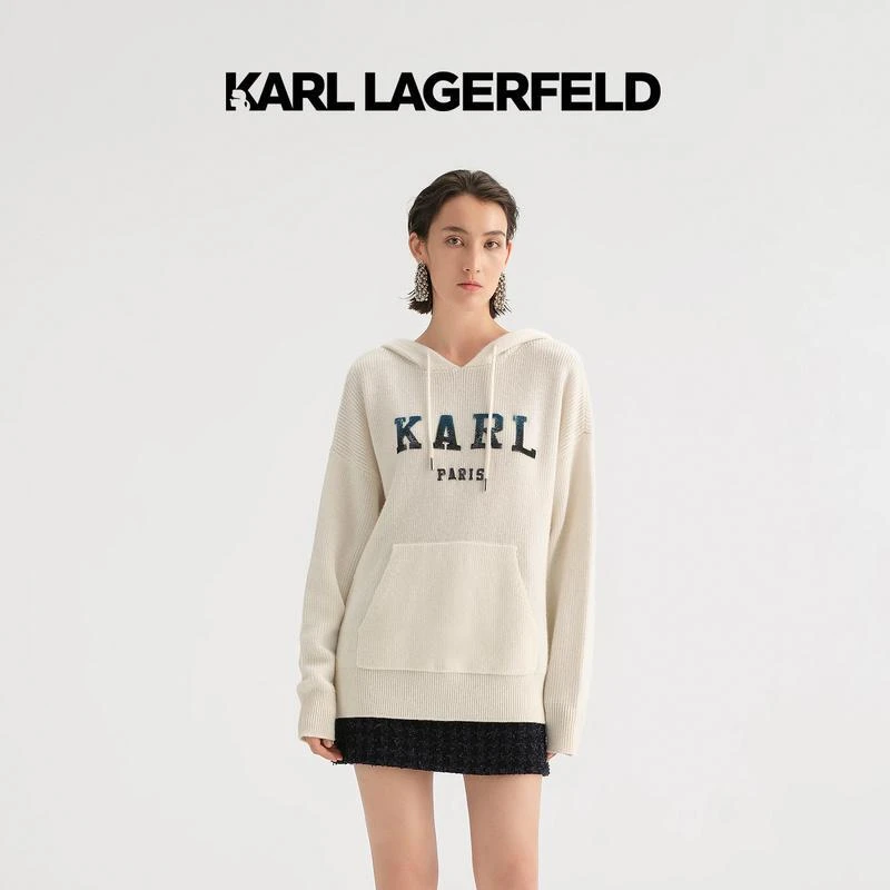 【婷婷专属】KARL LAGERFELD早秋款套头连帽卫衣老佛爷236L2051