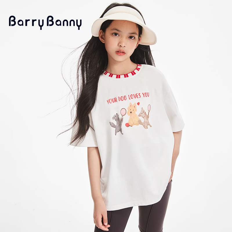 BarryBanny女童T恤趣味小狗2025夏季童装新款T恤趣味小狗儿童
