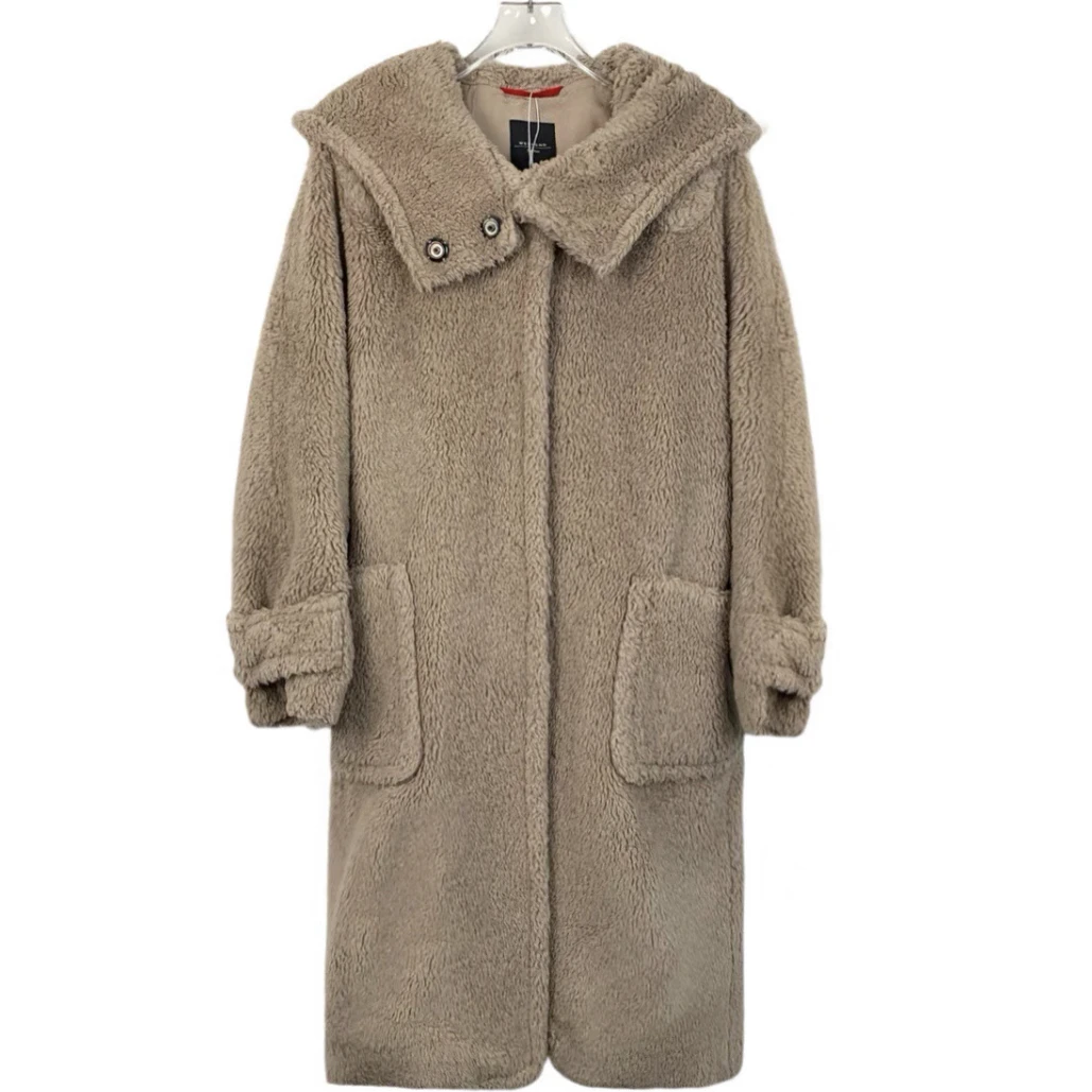 99新 MaxMara 连帽长款泰迪大衣/38码/C01184