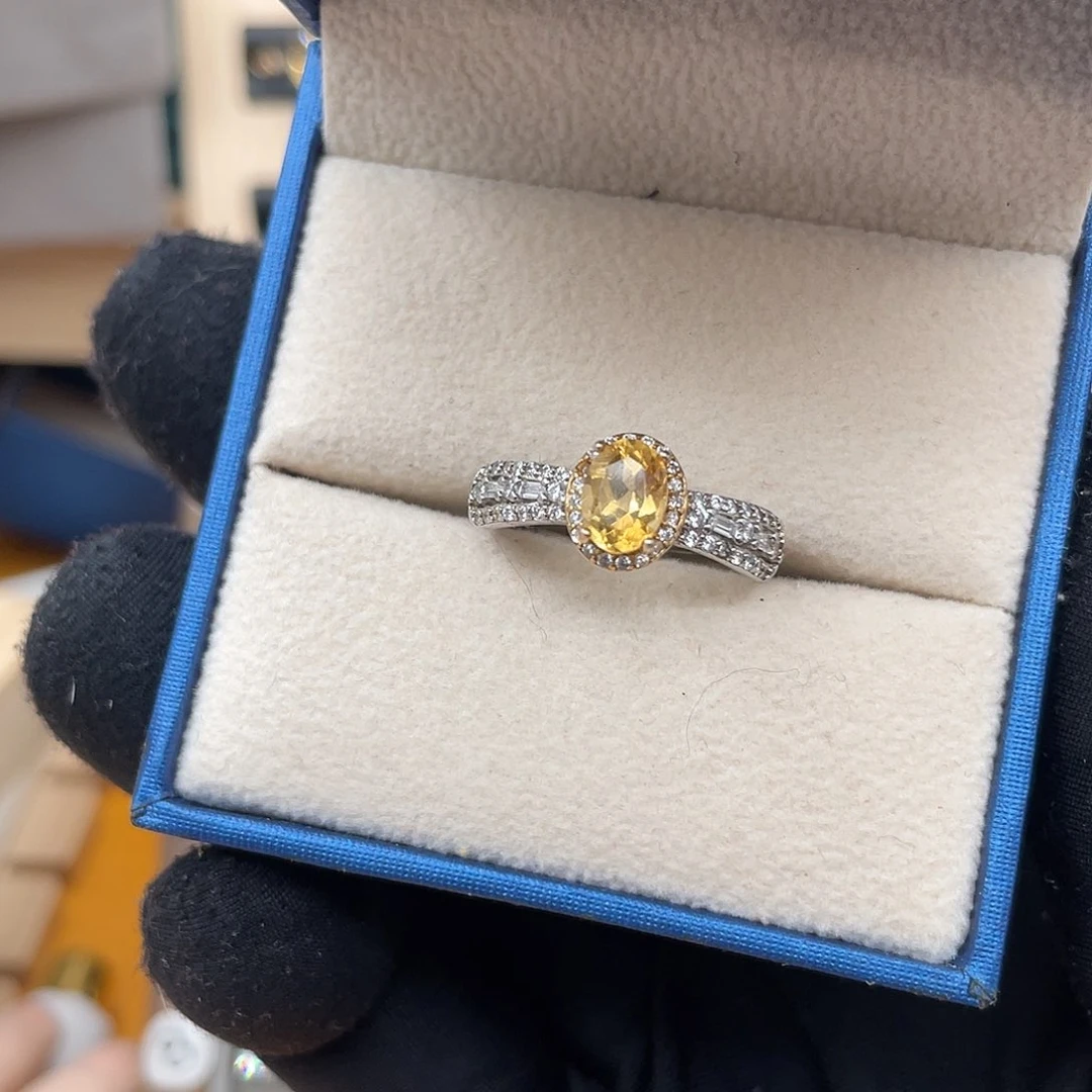 银S925镶嵌戒指黄晶