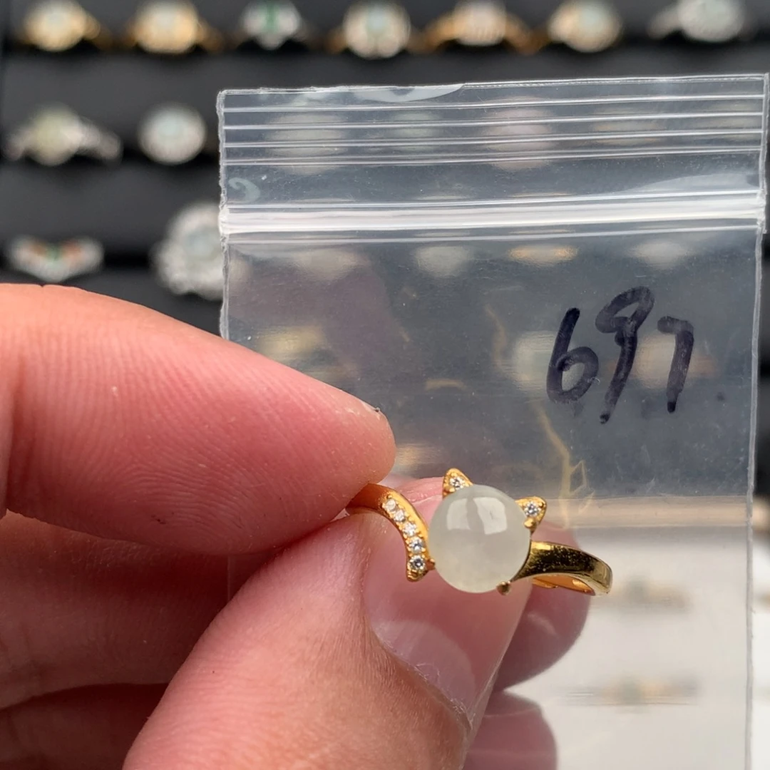 翡翠银S925镶嵌戒圈697