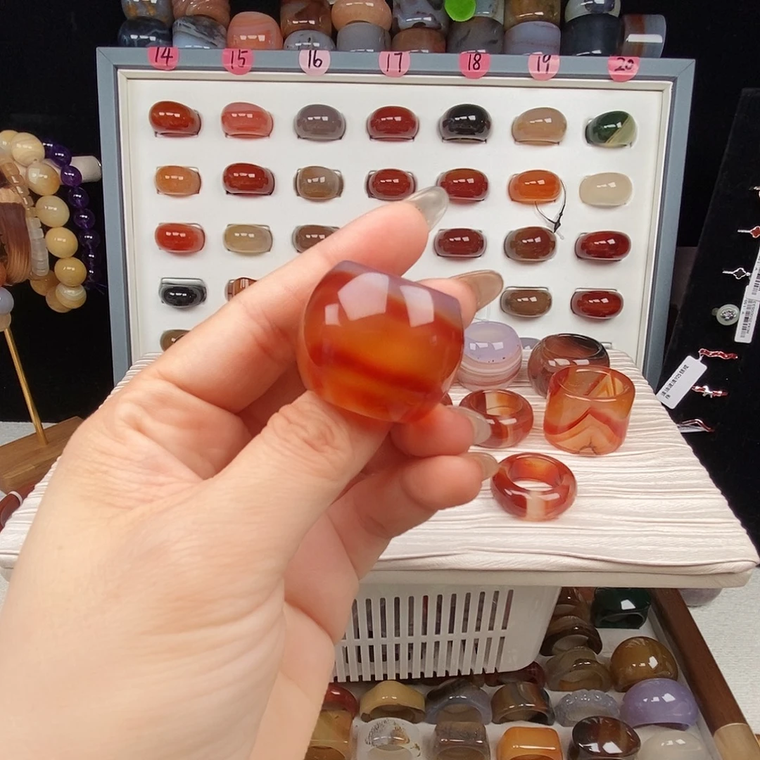 圆***师玛瑙/玉髓合金戒指