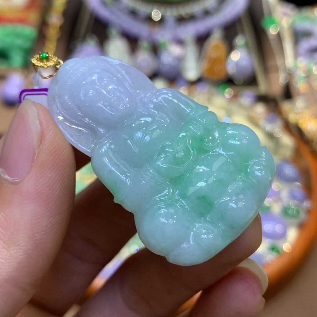 颈饰18K金镶嵌翡翠翡翠