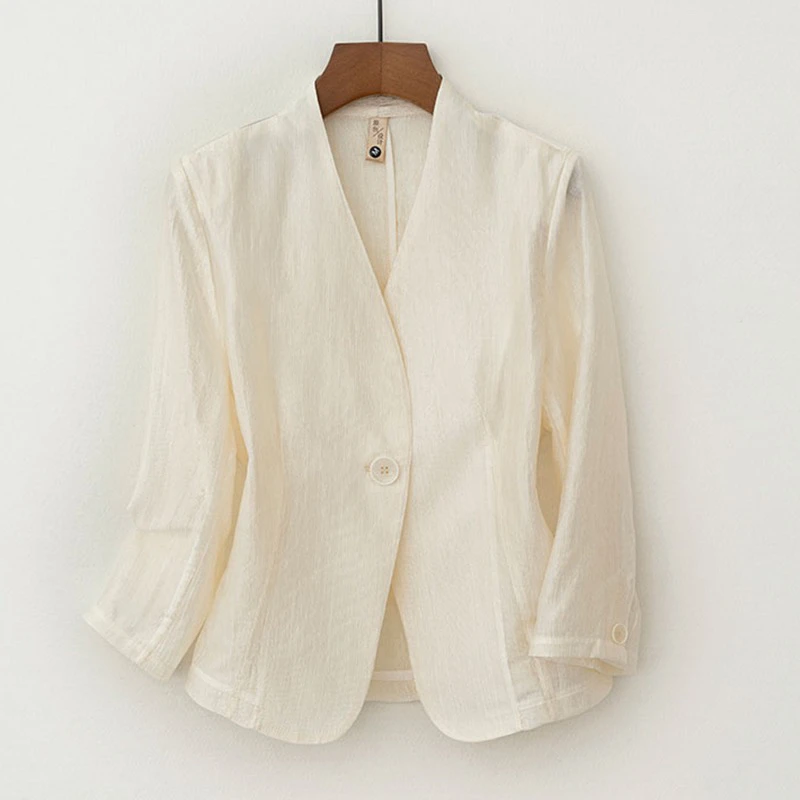2025休闲薄款西装短款七分上衣气质夏季新款修身西服外套