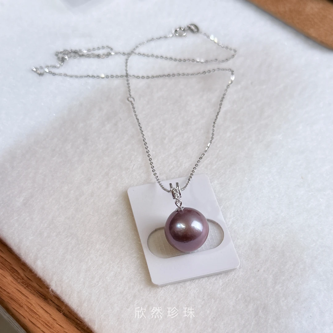 【欣然珍珠】14-15mm九紫离火爱迪生珍珠项链