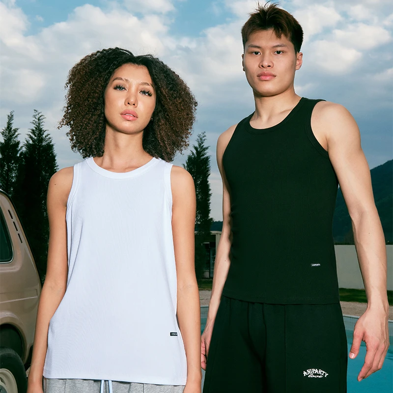 Aniparty 320g美式基础刺绣标运动休闲打底紧身螺纹背心