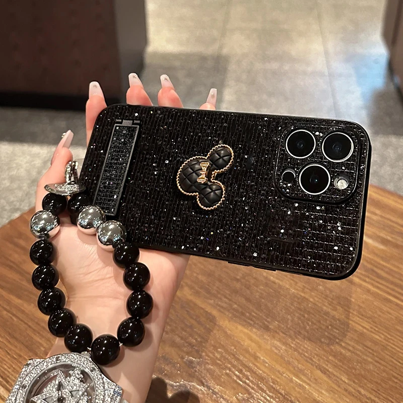 适用于苹果16/OPPO华为VIVO简约米奇支架款手机壳网红个性流行ins