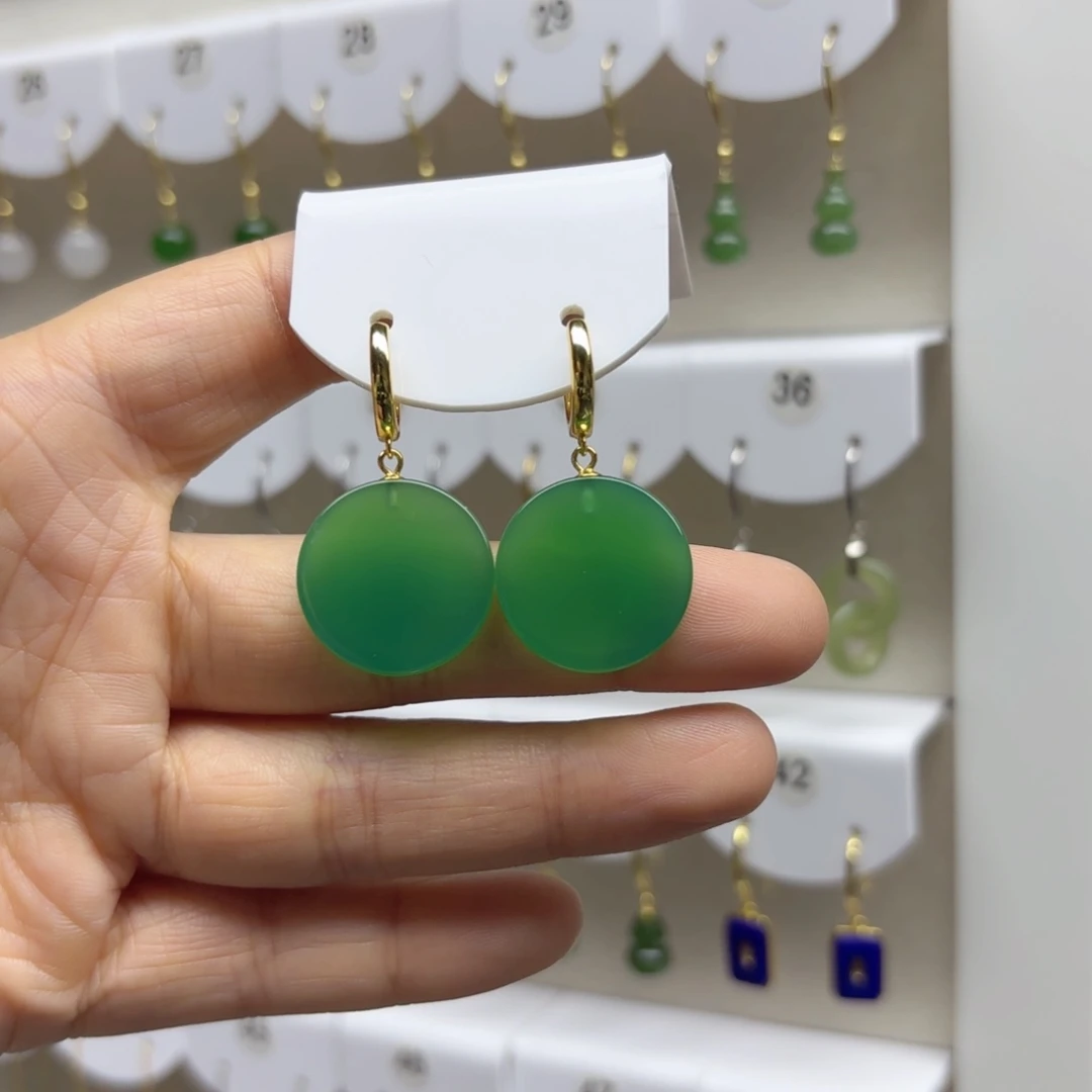 银S925镶嵌耳饰玛瑙/玉髓