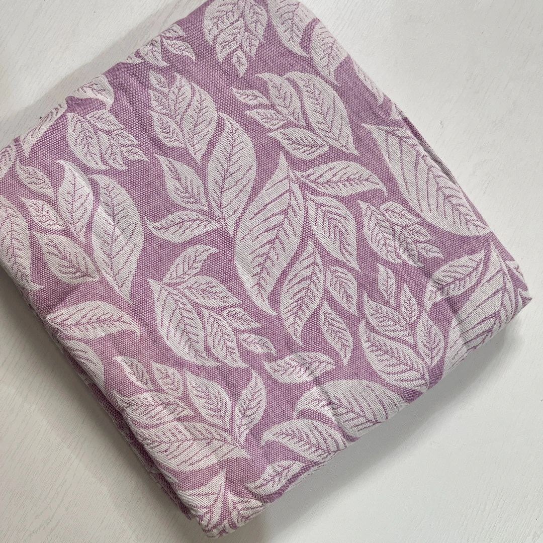 180x220cm纯棉双层纱提花盖毯床单紫色大叶子