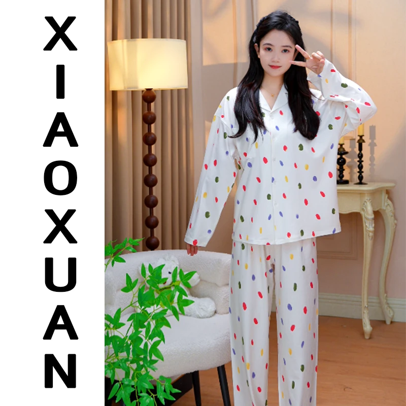 睡衣女长袖长裤装宽松休闲高级感网红甜美卡通舒适柔软家居服套装