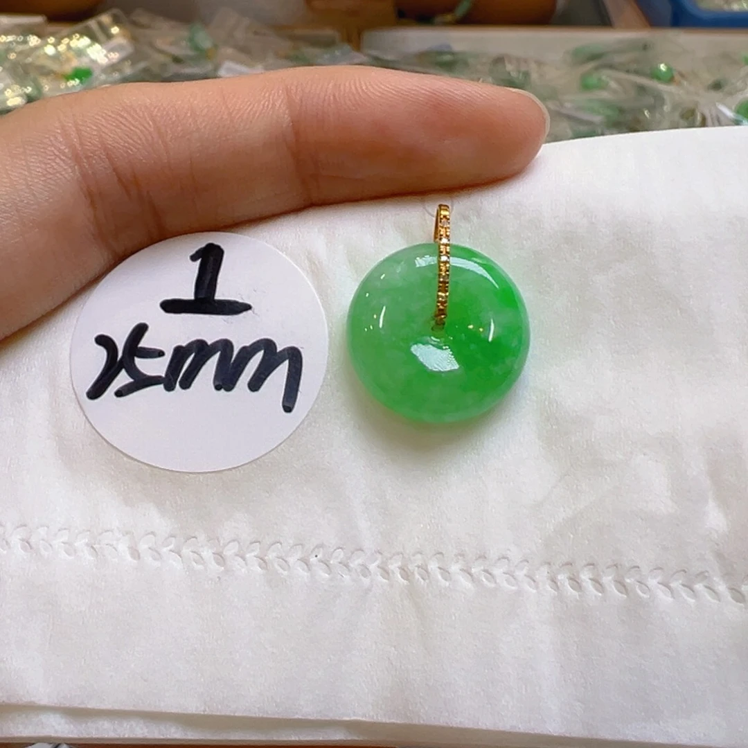 翡翠18K金镶嵌吊坠(不含链)翡翠