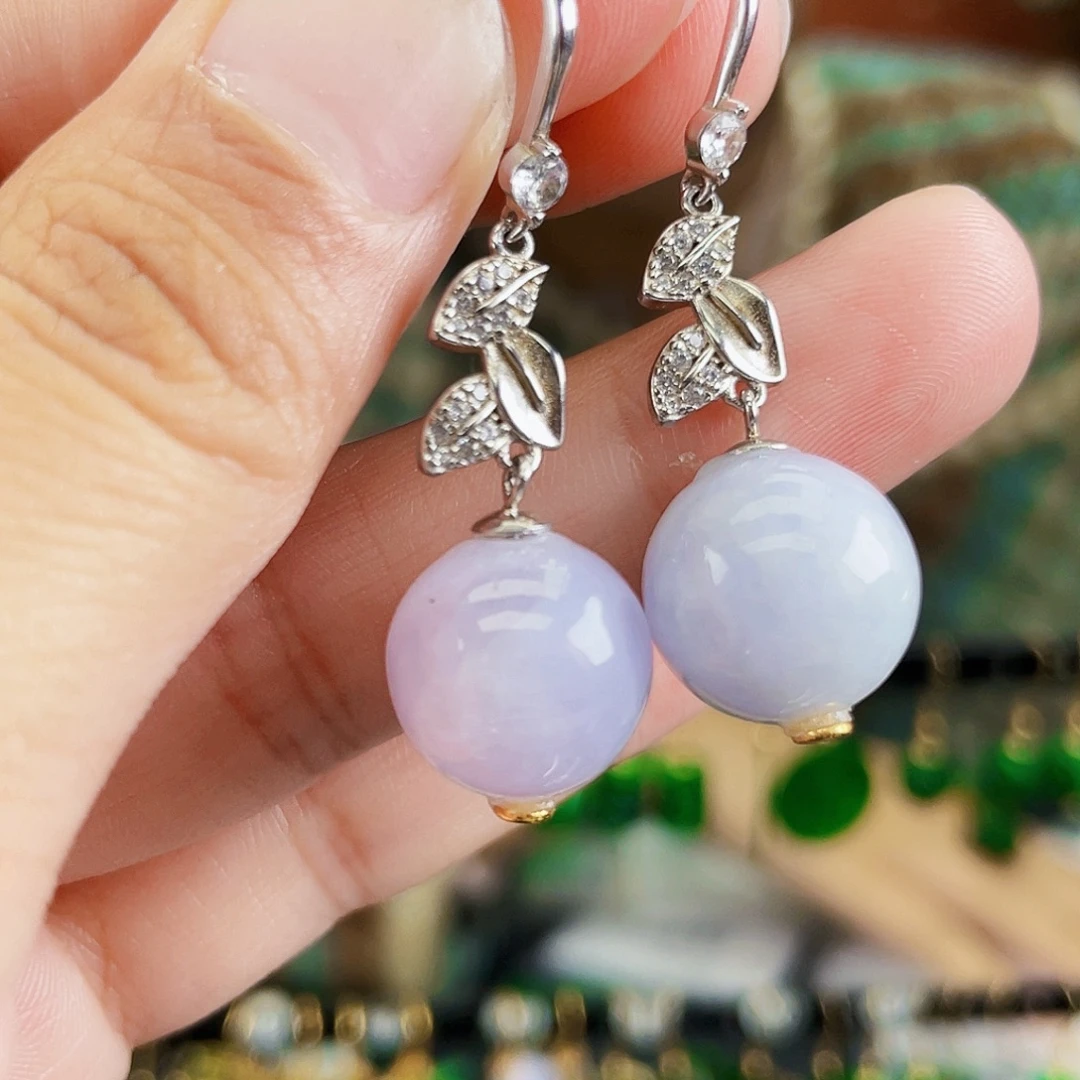 翡翠银S925镶嵌耳饰