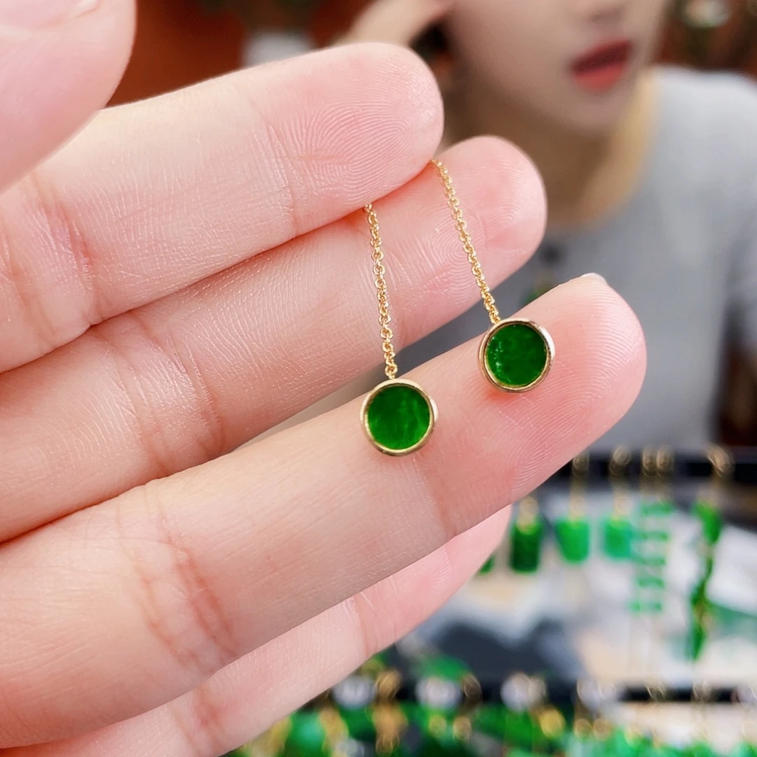 翡翠银S925镶嵌耳饰