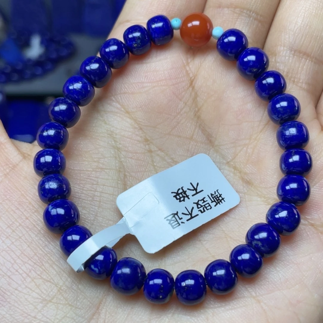 青金石未镶嵌7×6mm老型手串