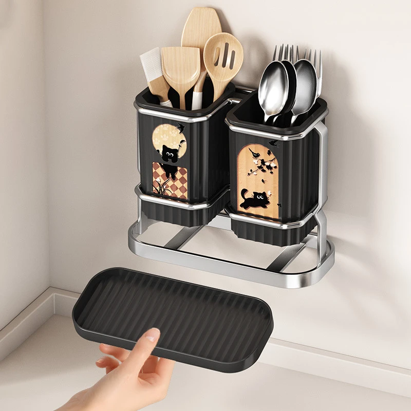 德国筷子收纳盒厨房筷子笼壁挂式筷笼家用刀具筷子筒勺子置物架筷