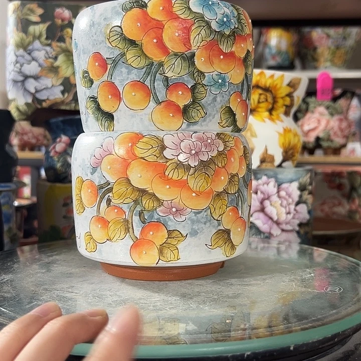 满38包邮 景德镇手绘花盆