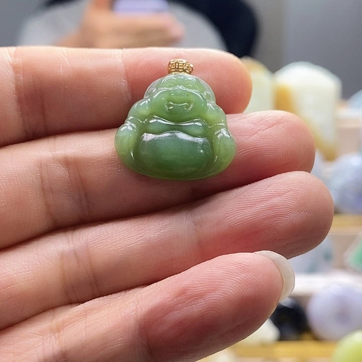 和田玉18K金镶嵌颈饰