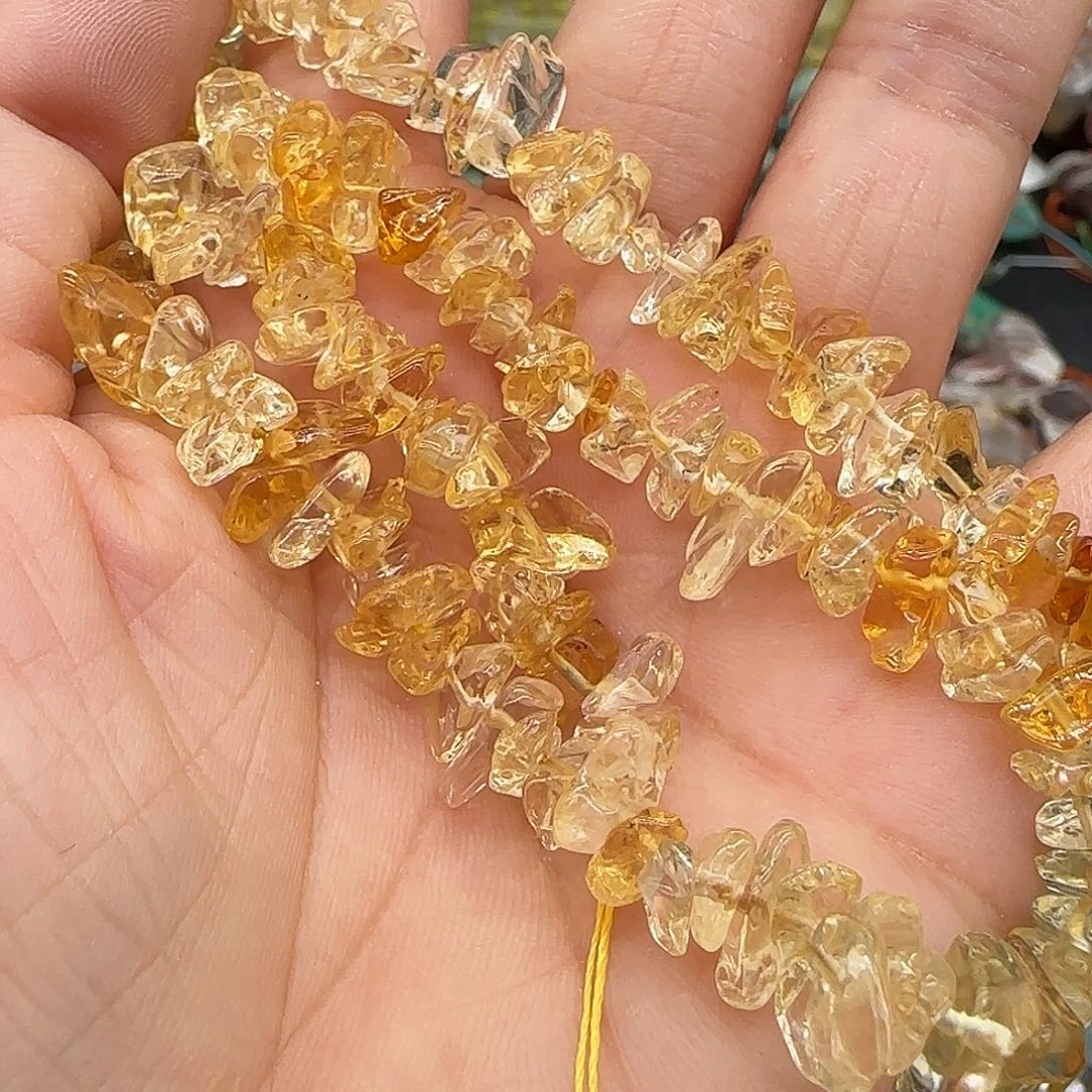 玛瑙/玉髓合金珠宝半成品黄水晶6-8mm一条