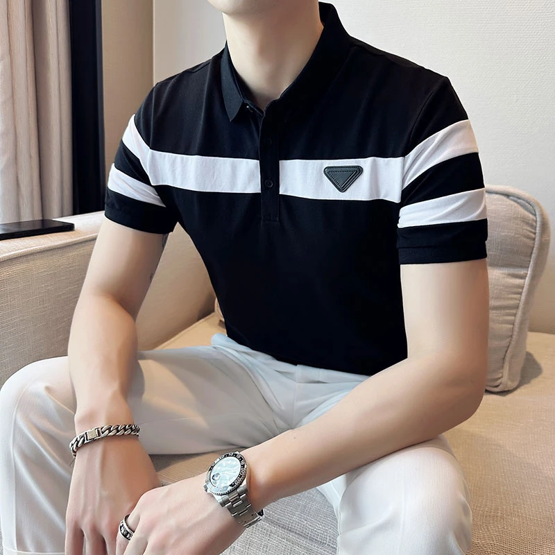 梵基弗奈翻领Polo衫男士短袖t恤夏季潮牌潮流百搭休闲修身薄半袖
