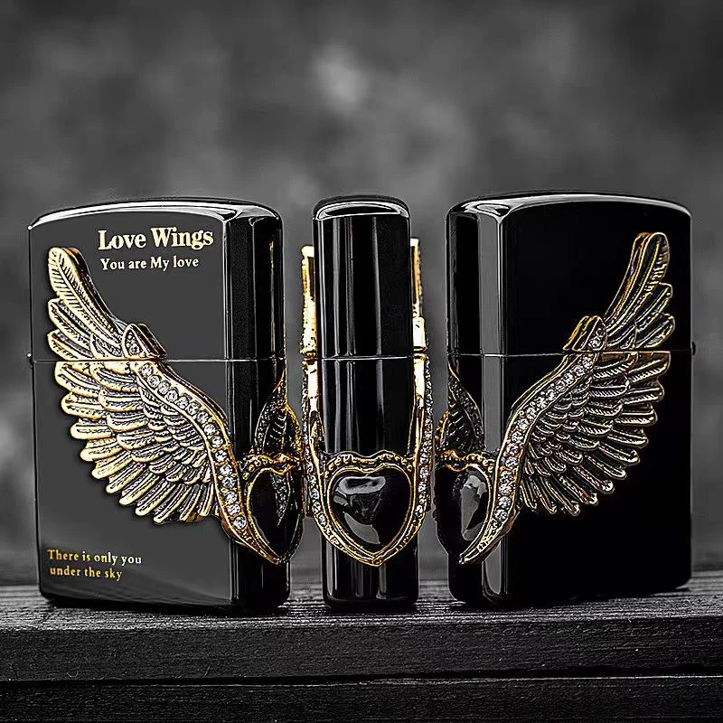 CHIEF/首领爱神之翼砂轮创意防风打火机煤油送男朋友礼物仪式感