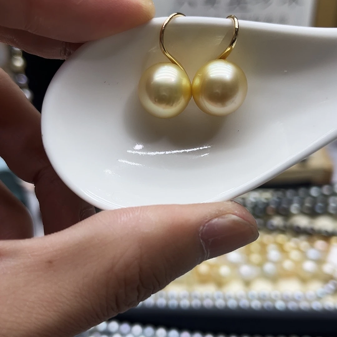 海水珍珠银S925镶嵌耳饰