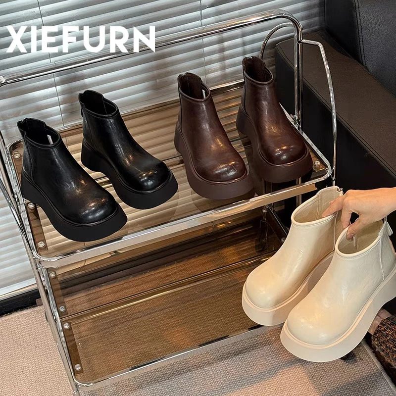 【鞋爱】3611-10 秋冬厚底加绒瘦瘦靴女2024新款爆款百搭舒适短靴子