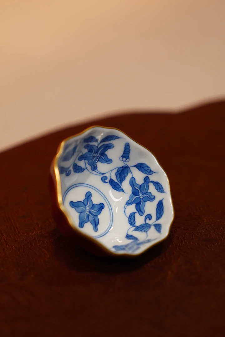 华隐堂 玫瑰红缠枝百合单杯 茶具茶道手工手绘