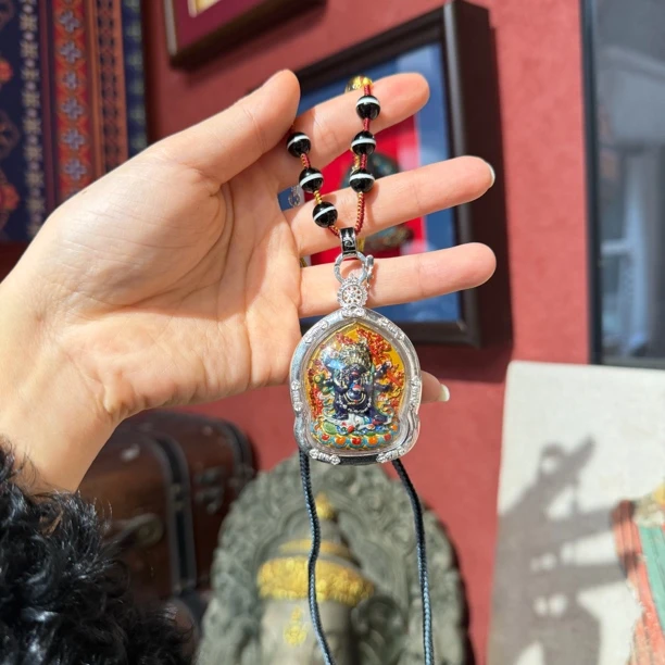 铜合金棉绳项链 【霸气十足】大黑天 黑六臂玛哈嘎拉手工擦擦项链