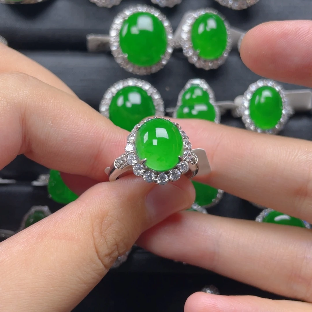 *****翡翠银S925镶嵌戒指