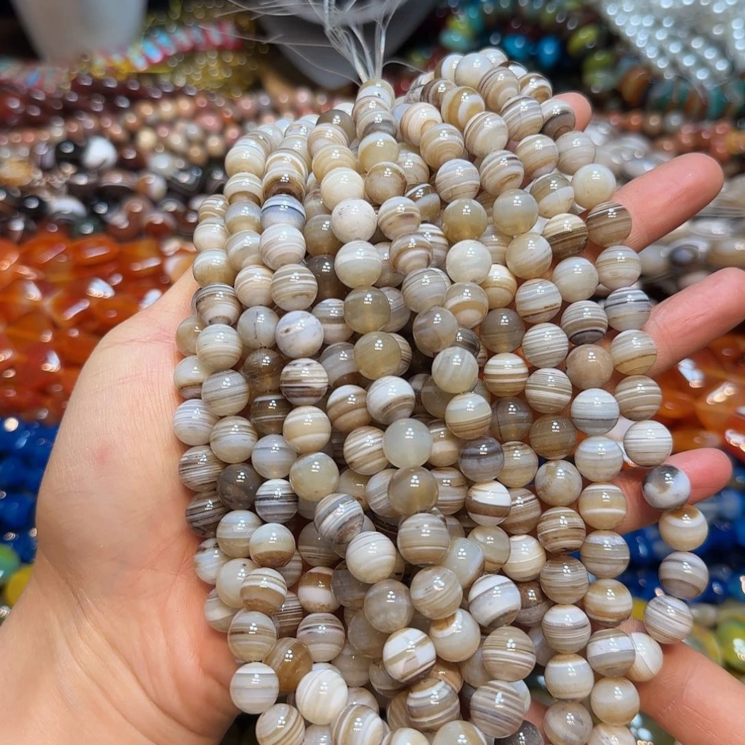玛瑙/玉髓未镶嵌珠宝半成品10mm千层玛瑙一条