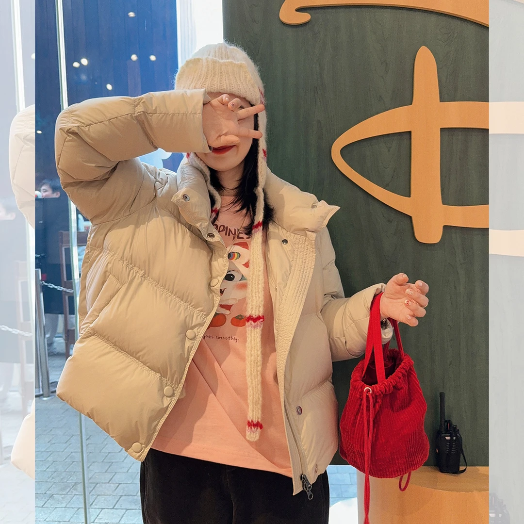 莉贝琳sisy白色羽绒服立领防风直筒休闲百搭保暖短外套S25101DJ02