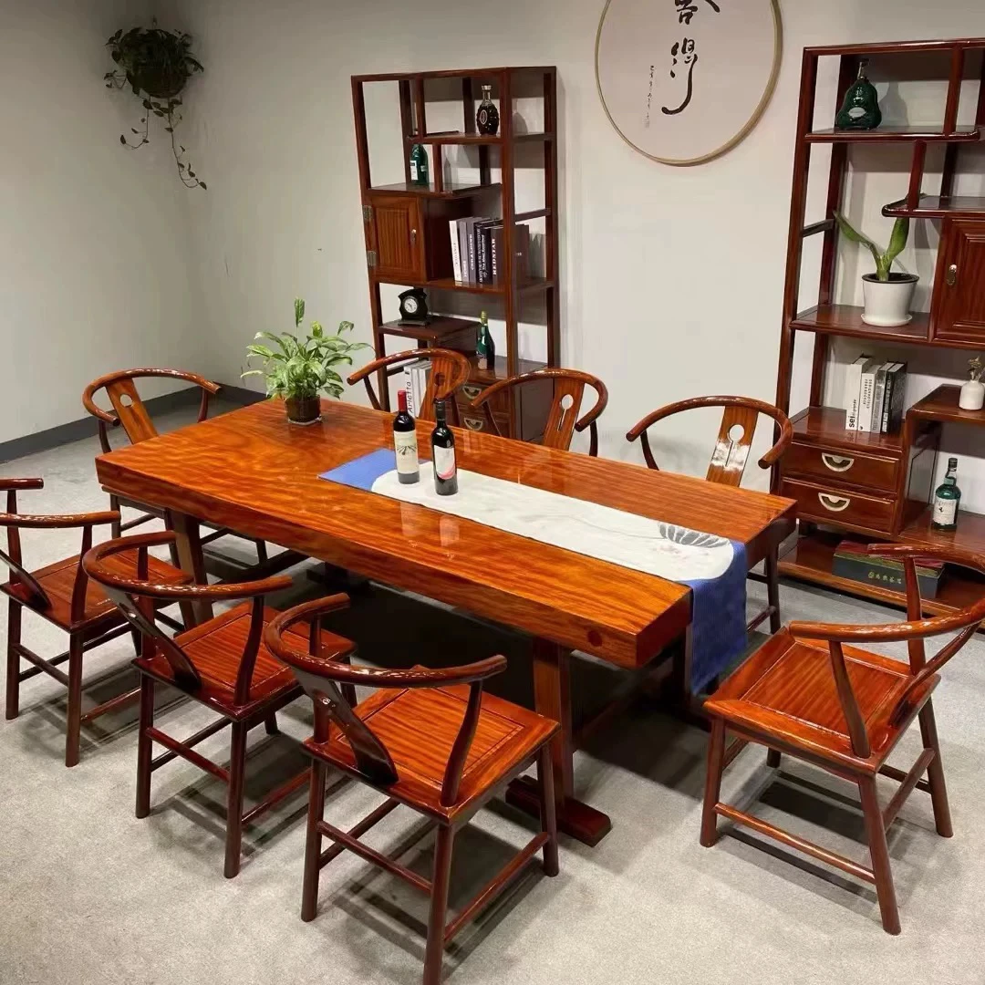 [意向大板定金]进口红塔利实木大板茶桌会议桌办公桌茶桌