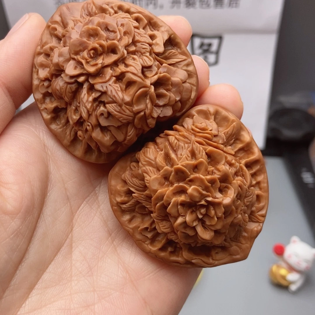 桃核吊坠核桃花开富贵