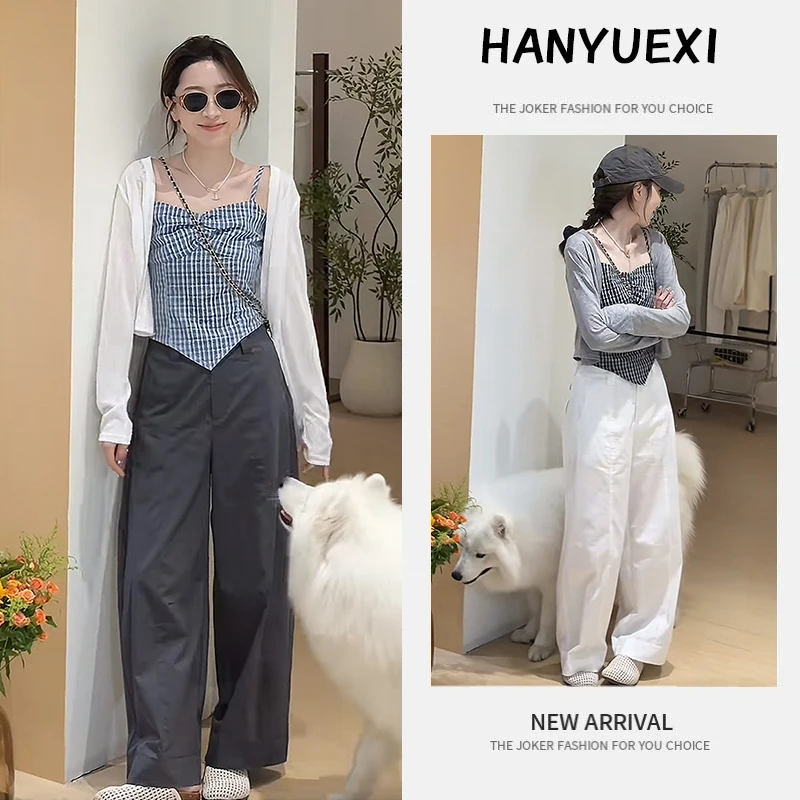 夏季时尚一整套女装2025新款爆款防晒开衫吊带减龄阔腿裤三件套
