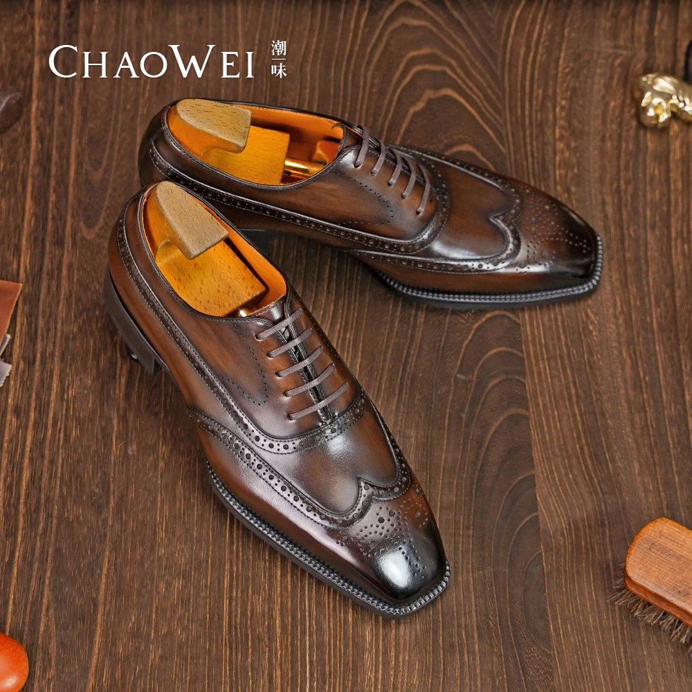 【现代固特异】布雷克缝线皮中底商务正装皮鞋男士高端手工皮鞋B273
