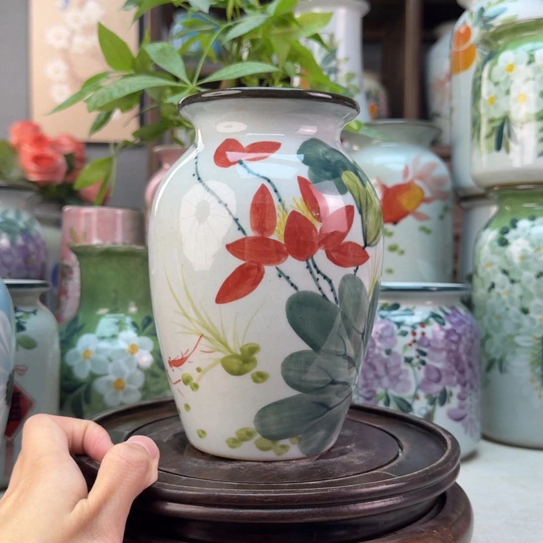 景德镇陶瓷手绘花瓶无孔
