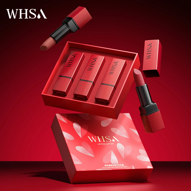 【优选好物】Whsa倾色魅惑丝润口红礼盒3.8gx3支不掉色哑光-gc